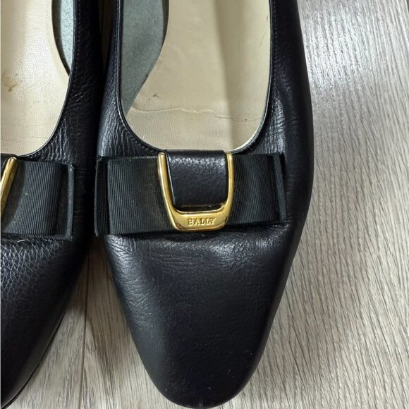 Bally Vintage Black Leather Kitten Heels - Picture 4 of 12